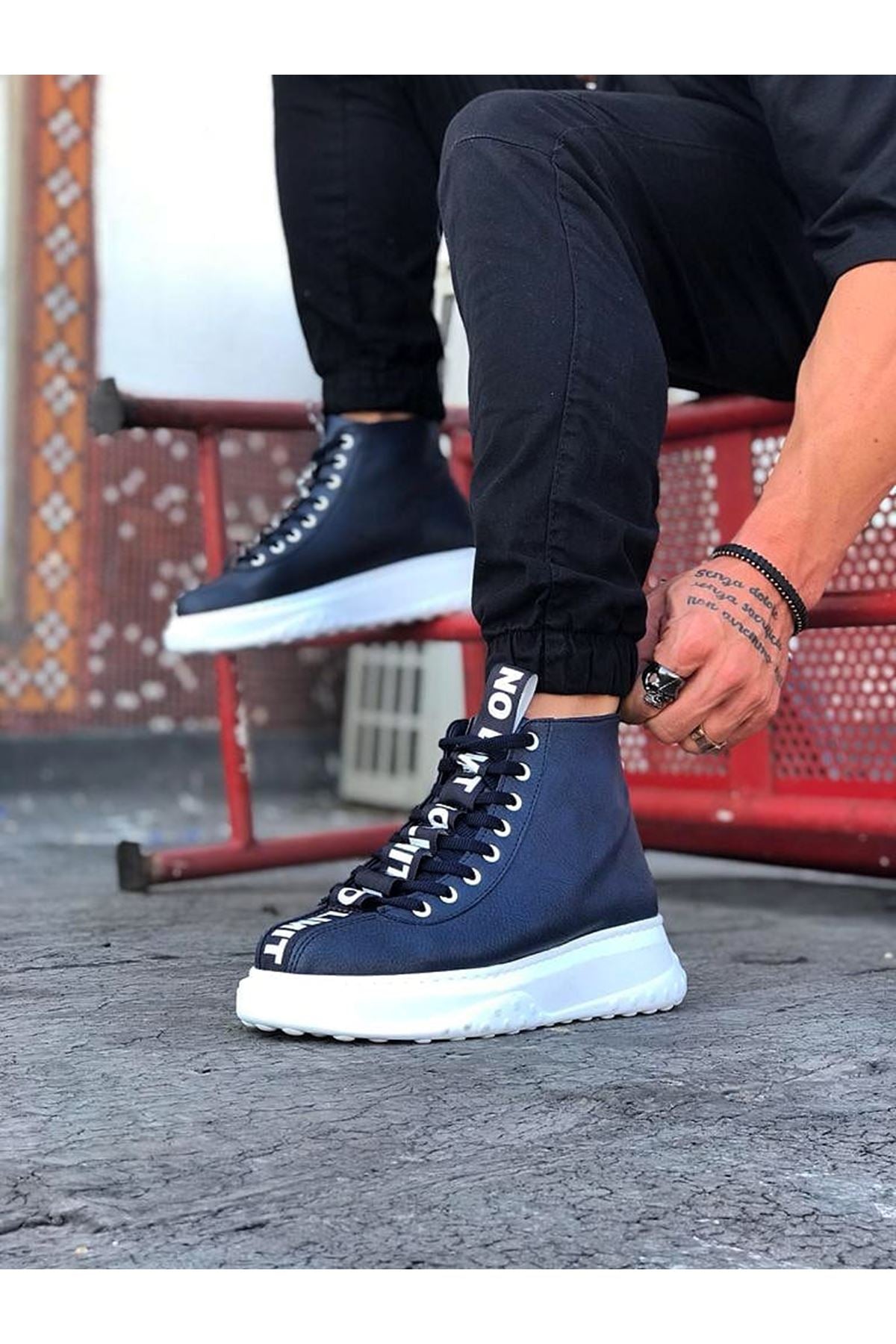 Navy Men's Ankle Boot - Wagoon WG03