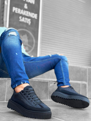 Black High Top Black Parachute Fabric Men's Shoes