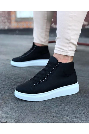 Black Lace-up Sneakers Ankle Boots WG032