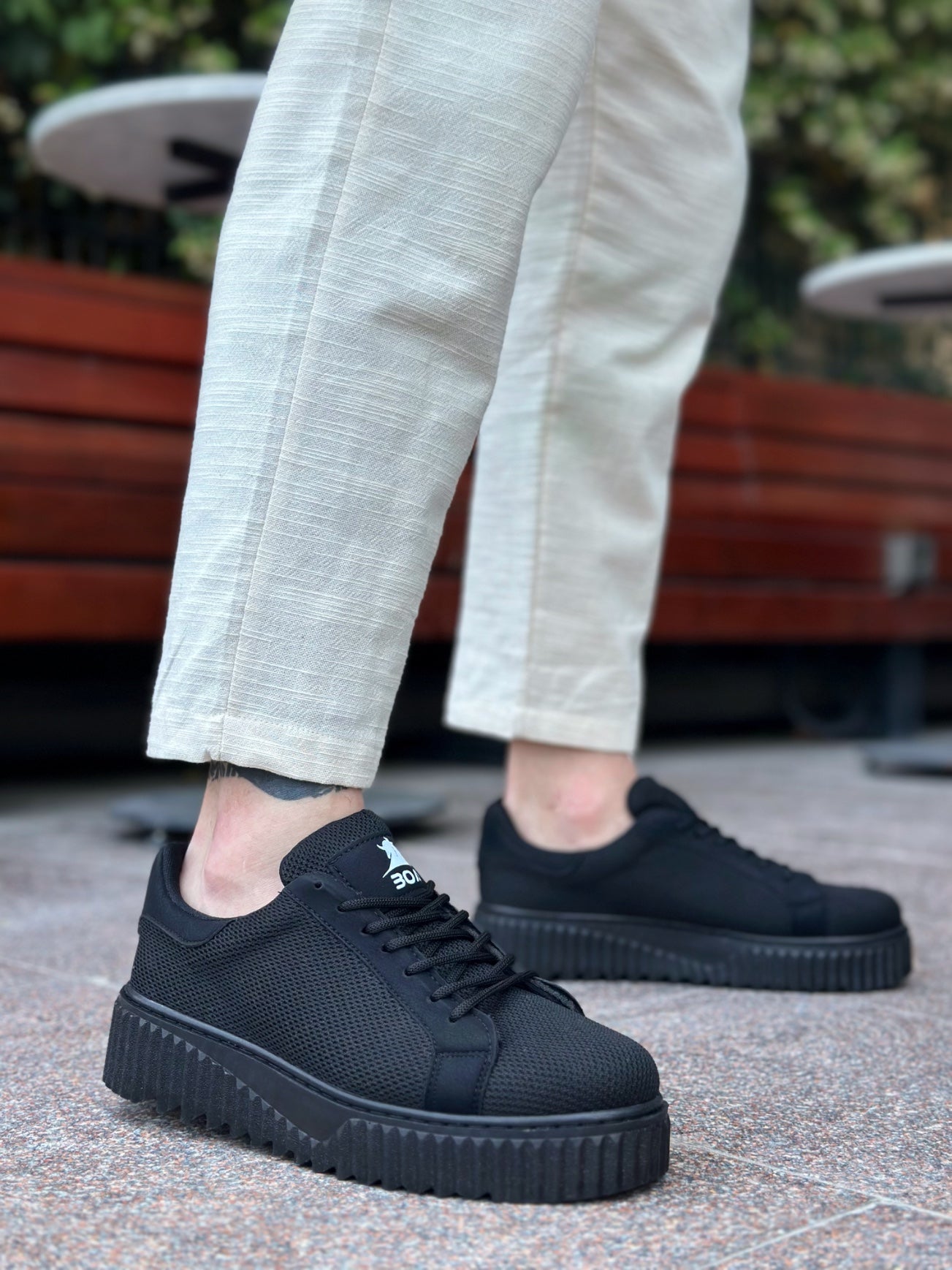 BA0803 BOA High Black Sole Knit Black Men's Shoes