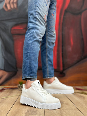 White Men's High-Top Knit Sneakers BA0803 BOA