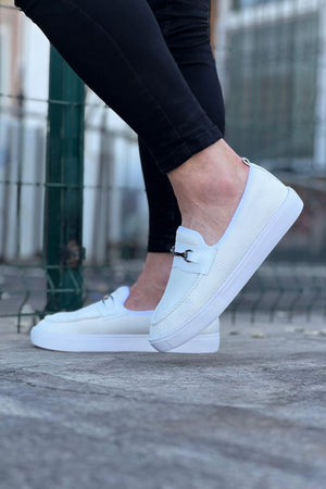 WG060 White Knit Men's Casual Slip-On Shoes