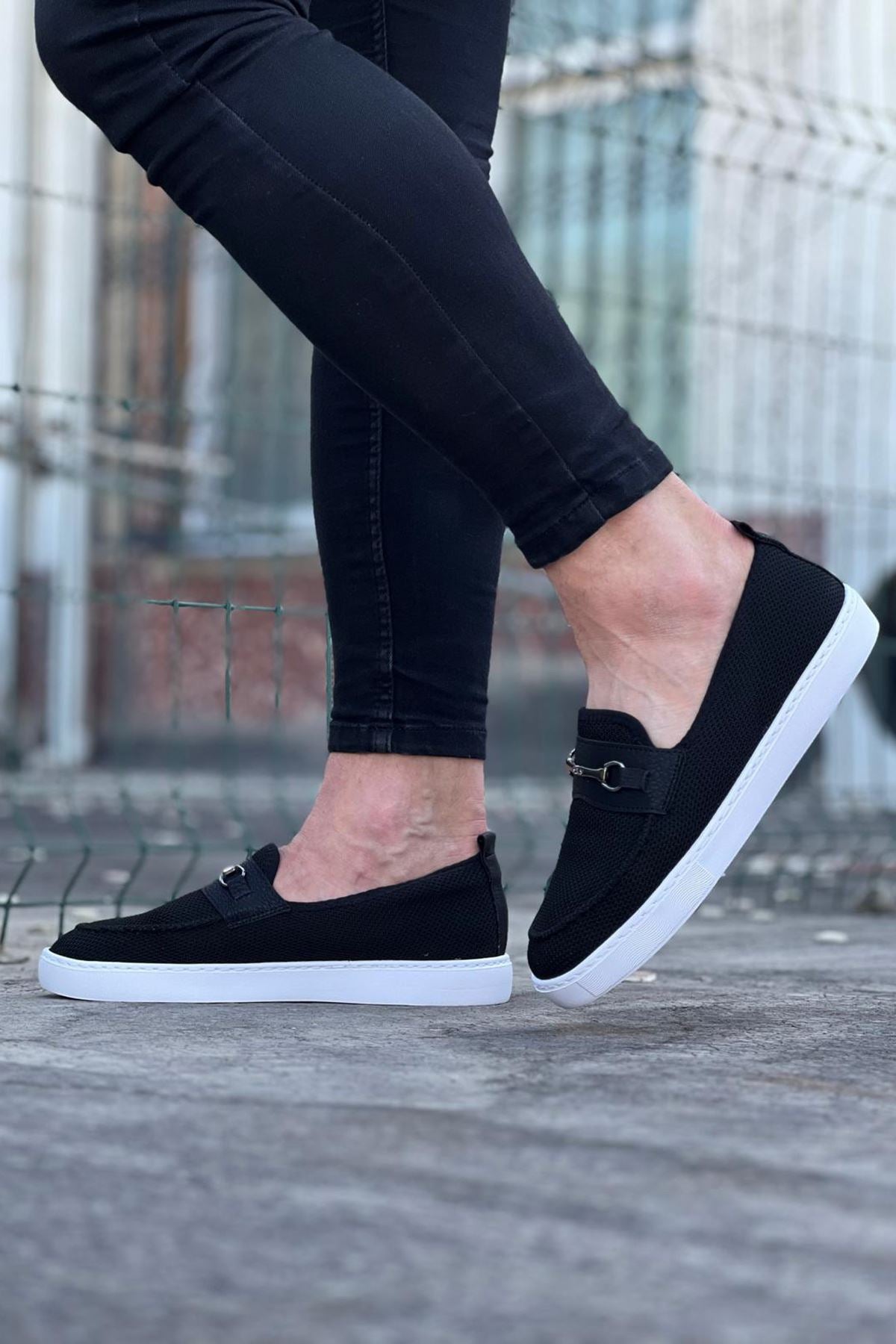 Black Knit Loafer Men's Casual Shoes