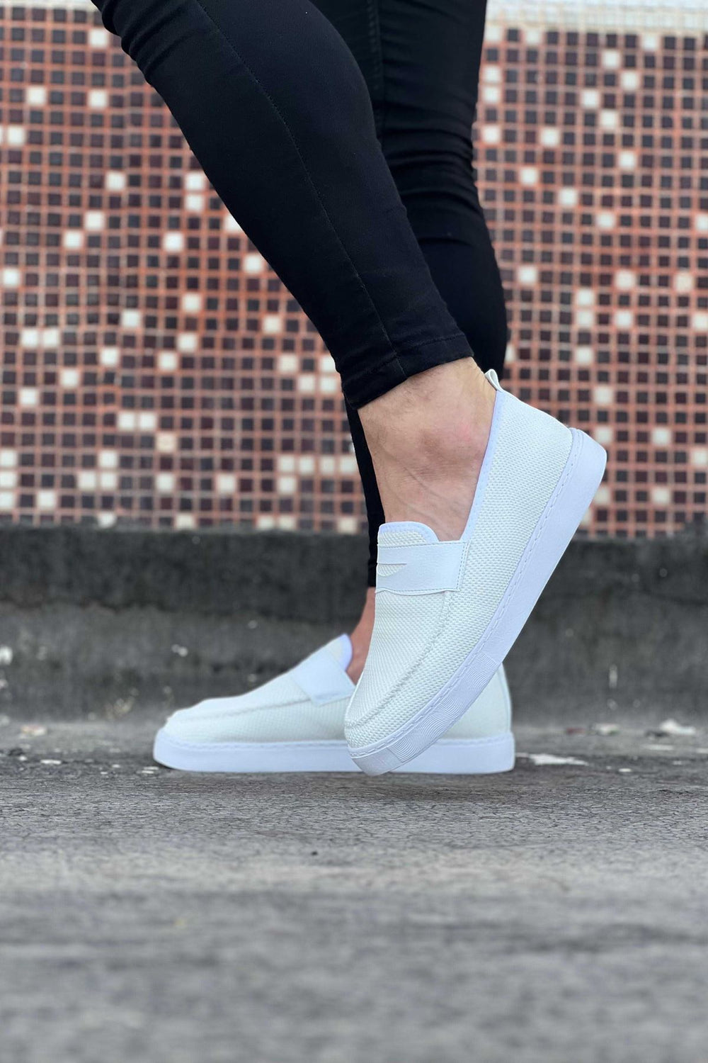 White Knit Men's Casual Slip-On Shoes