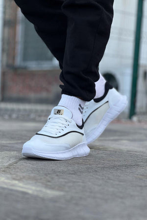 White Black Knit Men's Athletic Shoes