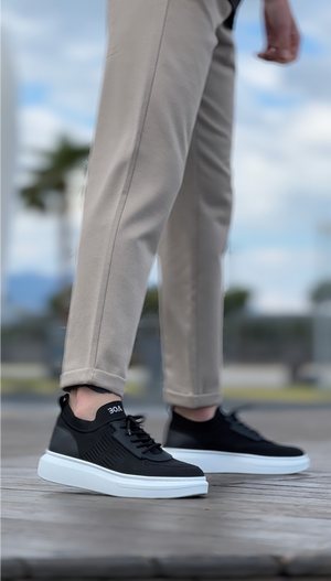 BA0812 Special Knitted Style Black Sports Shoes