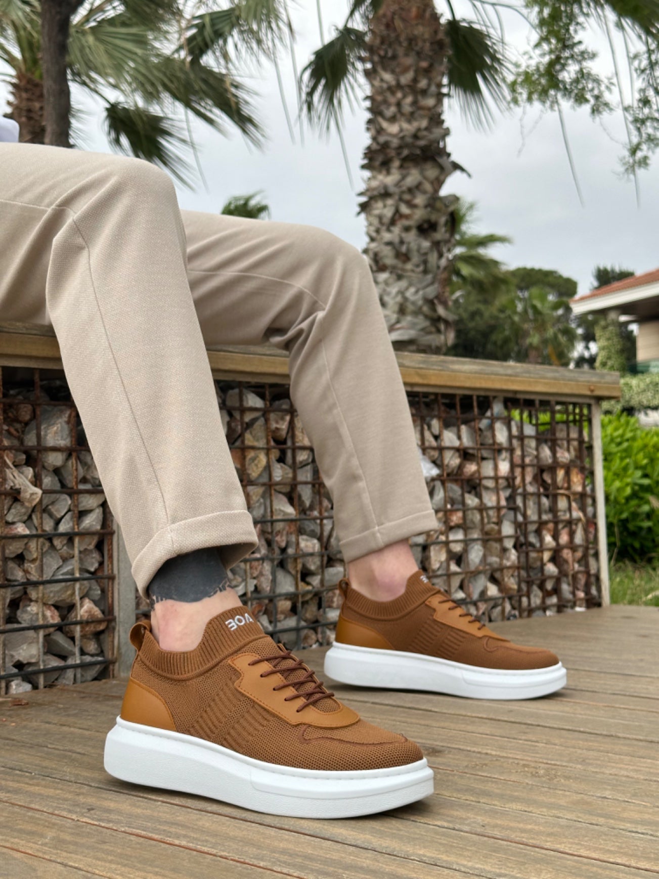 Special Knitted Style Tab Color Sneakers