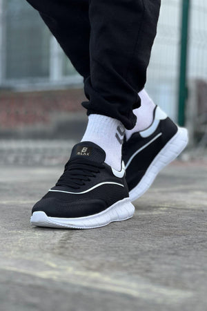 Black White Men's Knit Athletic Shoes