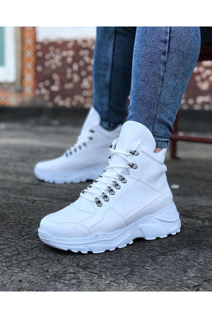 White Long Lace-Up Boot WG07 by Wagoon