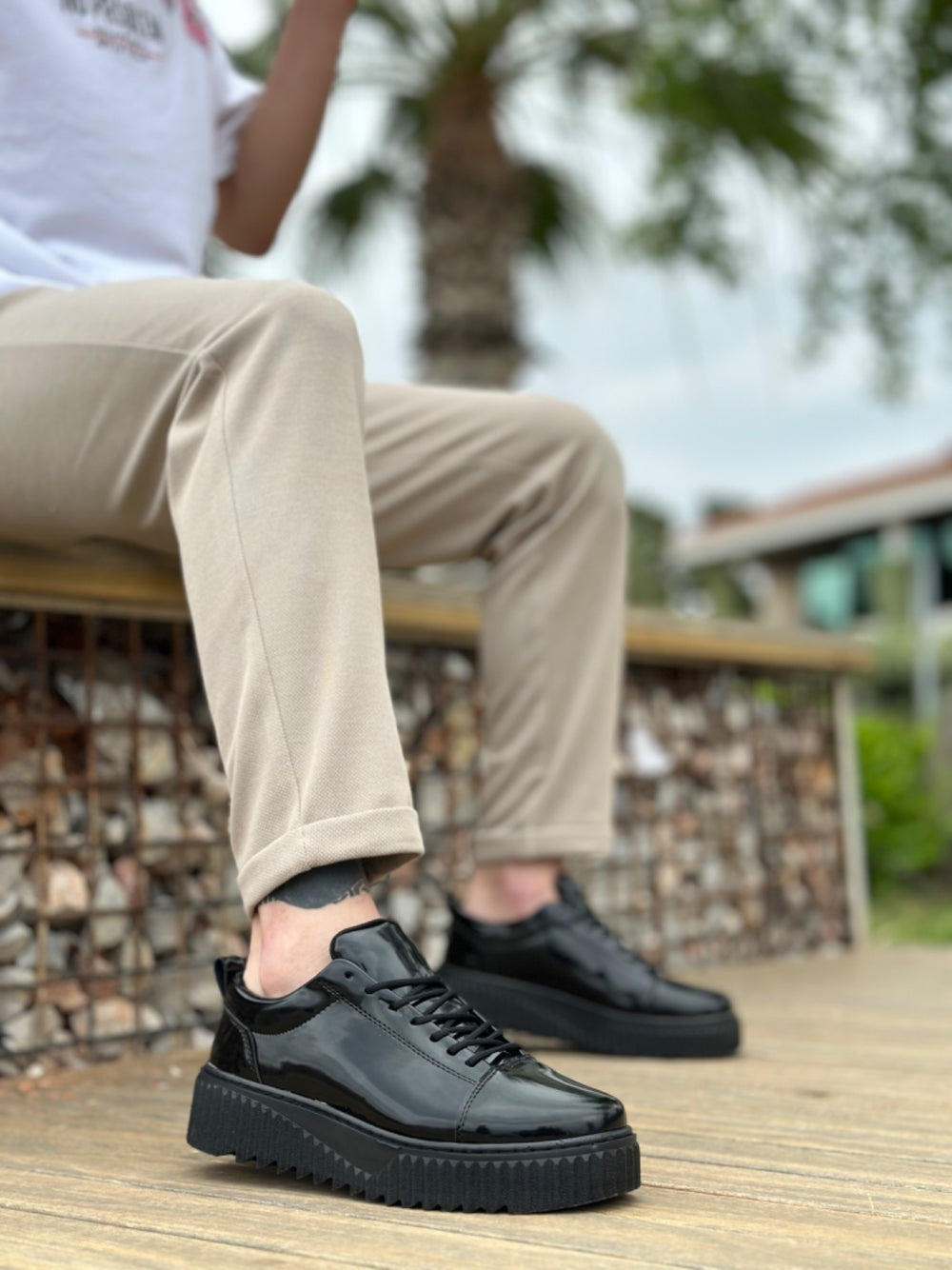 High Top Black Lace-Up Men's Oxford Shoes