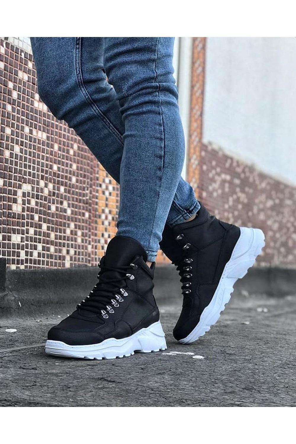 Long Lace-up Black Color Boot (WG07)