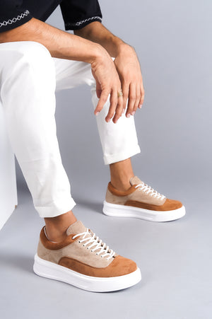 Vizon Brown Suede Lace-up Men's Casual Shoes