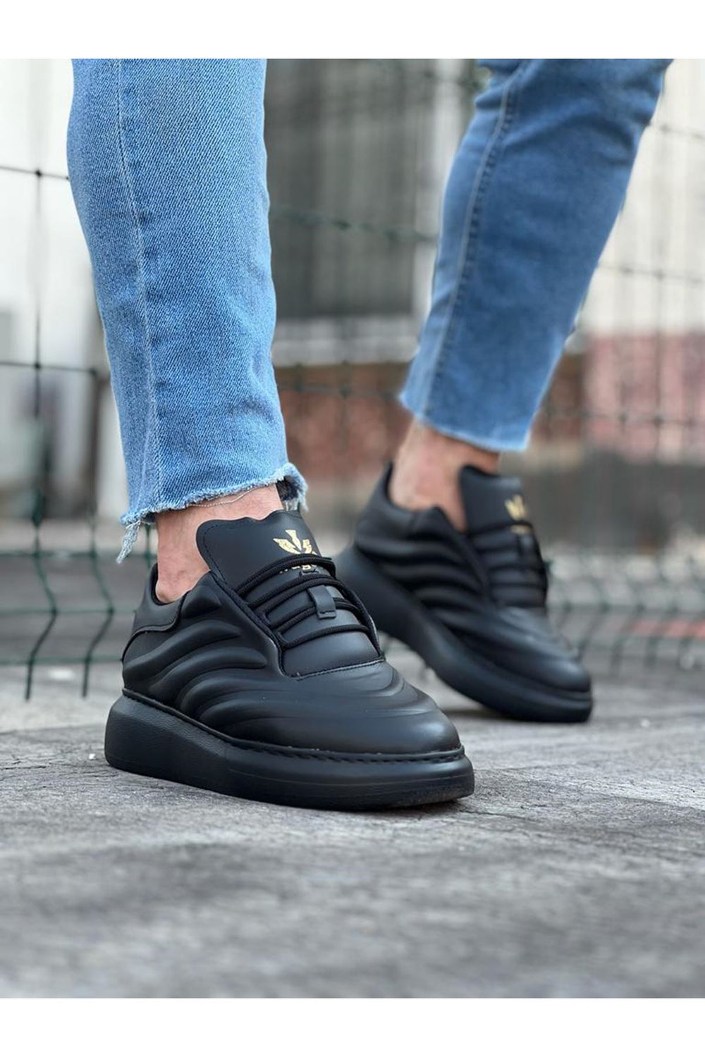 Wagoon WG094 Charcoal Leather Men's Casual Shoes