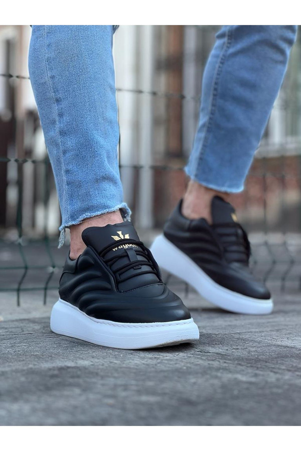 Black Leather Men's Casual Shoes