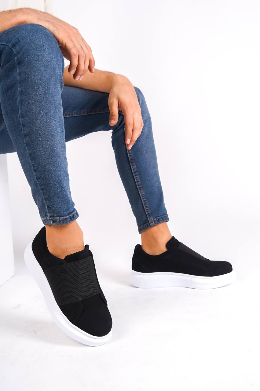 KB-040 Black Suede Lace-Up Men's Casual Shoes