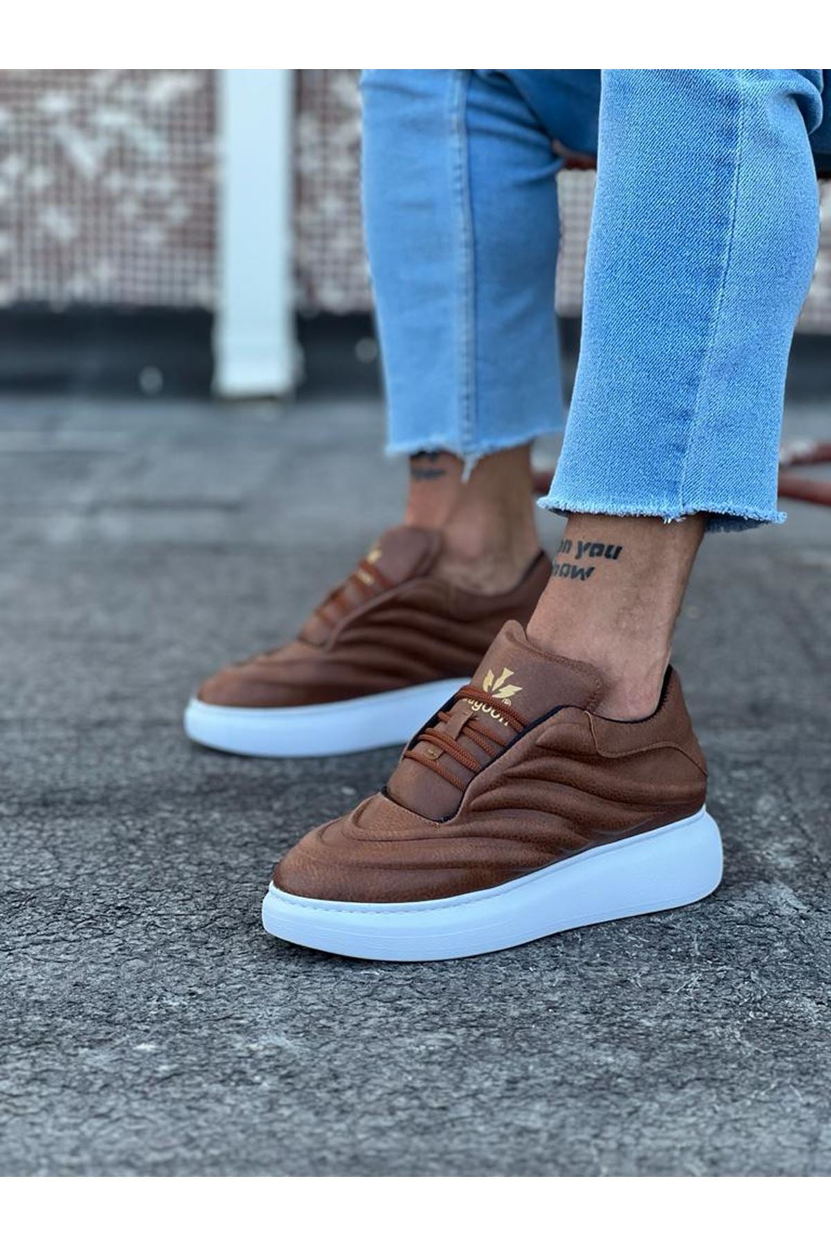 Wagoon WG094 Brown Leather Men's Casual Shoes