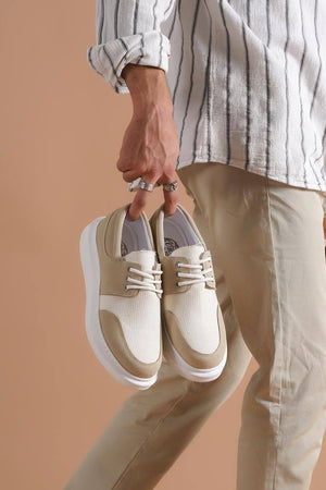 Men's Beige Casual Shoes with Laces
