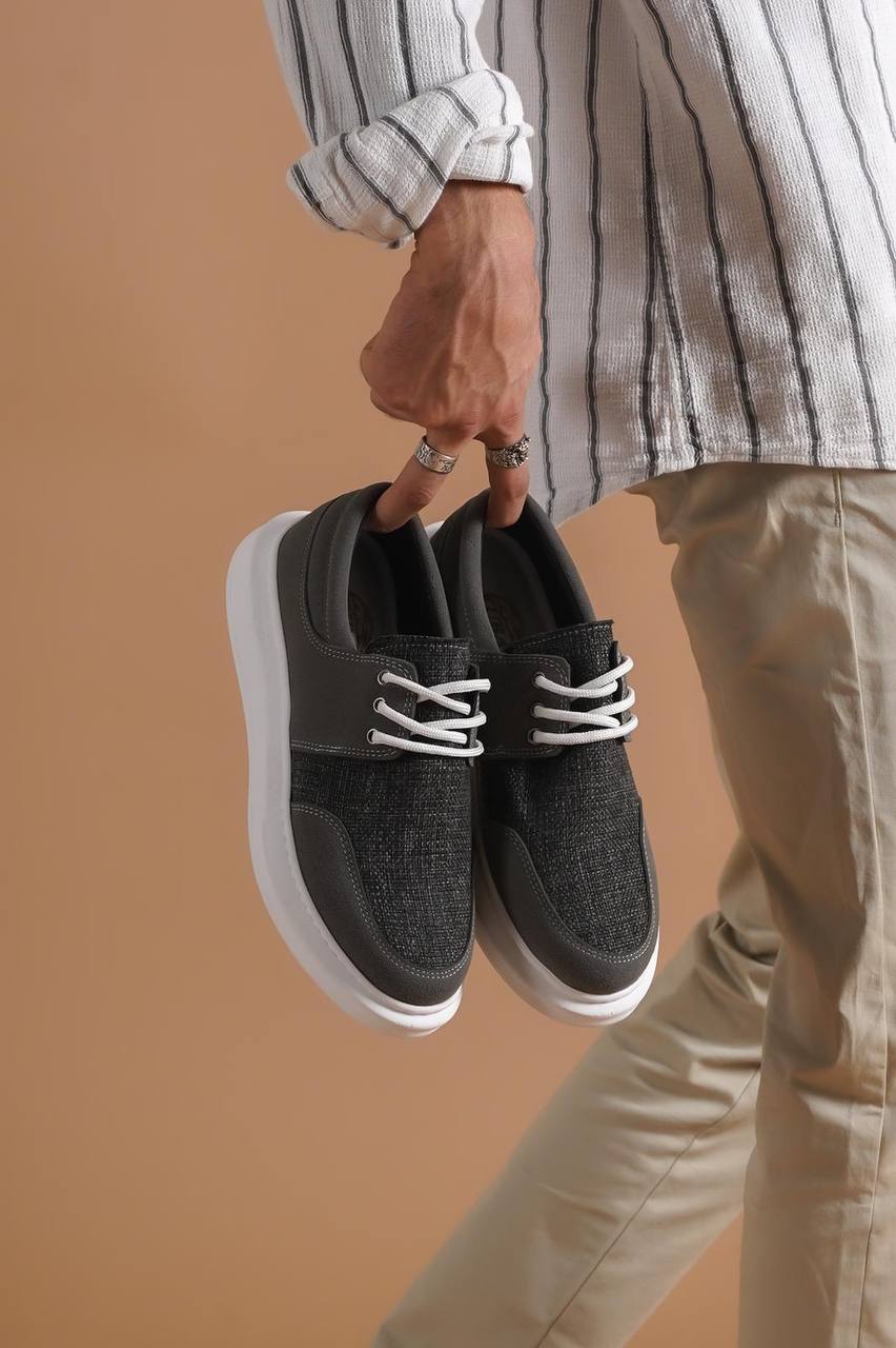 Gray Lace-Up Men's Casual Shoes KB-042