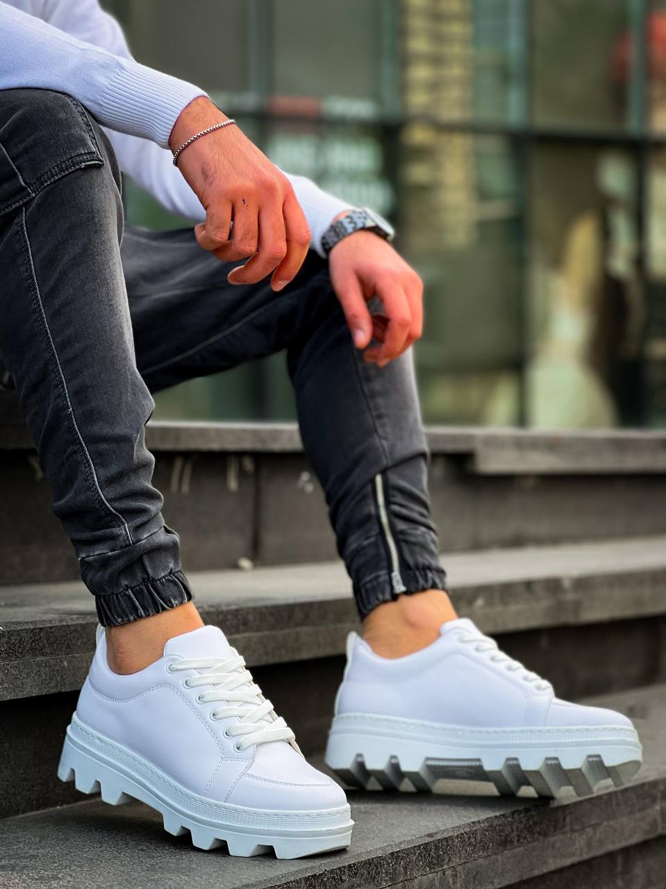 White High Sole Daily Sneakers KB-056