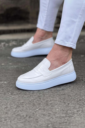White Leather Men's Casual Shoes - Wagoon WG161