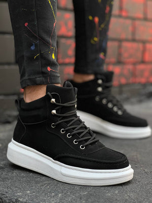 Black Suede High Top Men's Ankle Boot