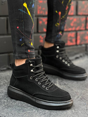 Black Suede High-Top Men's Ankle Boot KB-0994