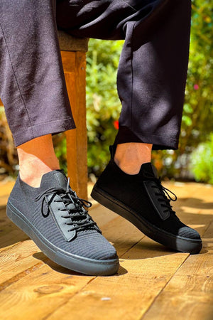 Black High Top Lace-Up Casual Men's Shoes
