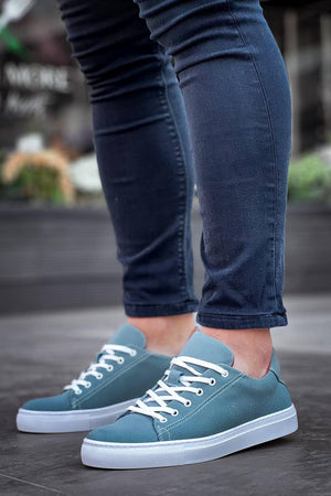 Blue Suede High Top Lace-Up Men's Casual Shoes KB-122