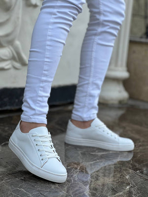 KB-122 White High Top Lace-up Casual Men's Shoes