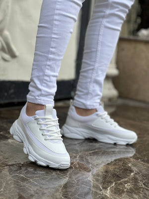 KB-707 White High Top Lace-Up Men's Casual Shoes