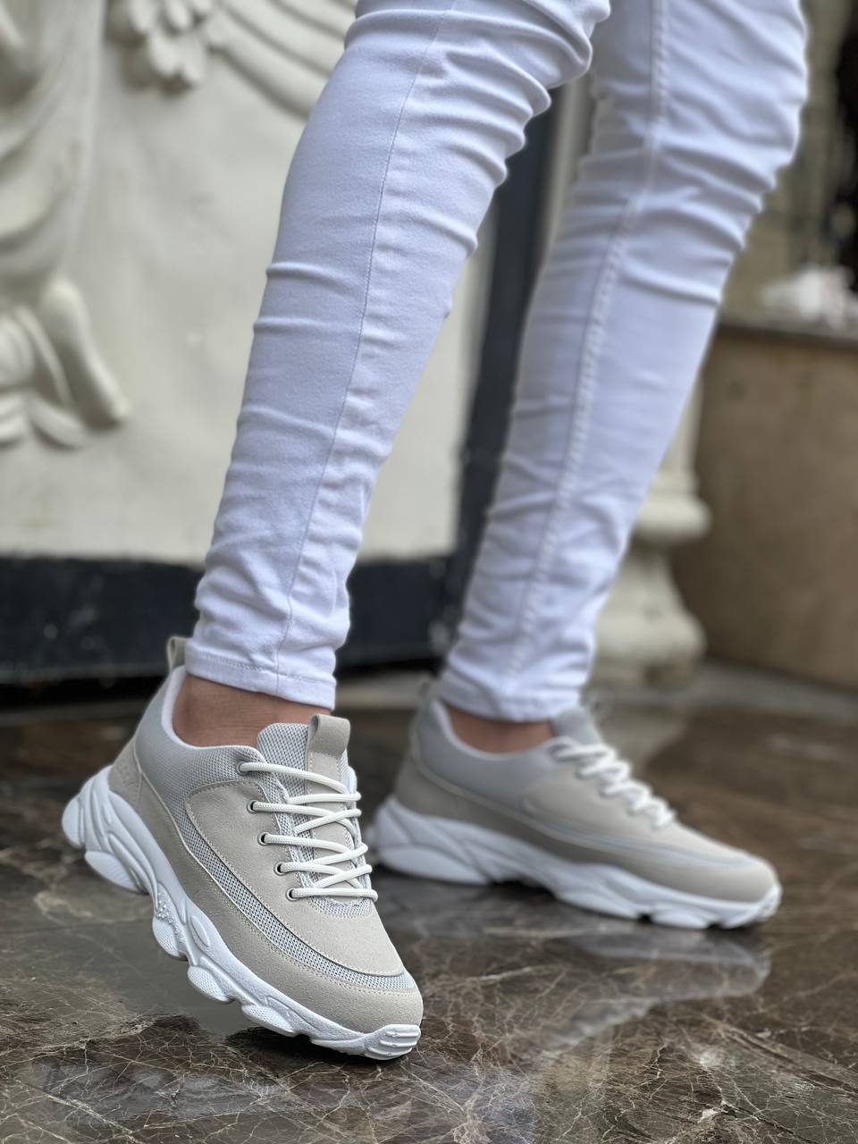 Stone Suede High-Top Lace-Up Men's Casual Shoes