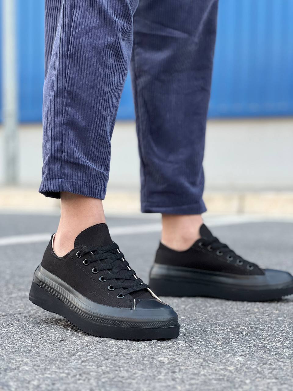 Black Linen High Top Sneakers - KB-CX-3 Short Black