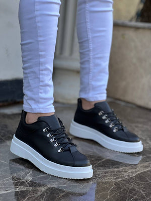 Black High Top Lace-Up Men's Casual Shoes