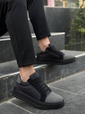 KB-X46 Black Grey High Black Sole Casual Sneakers