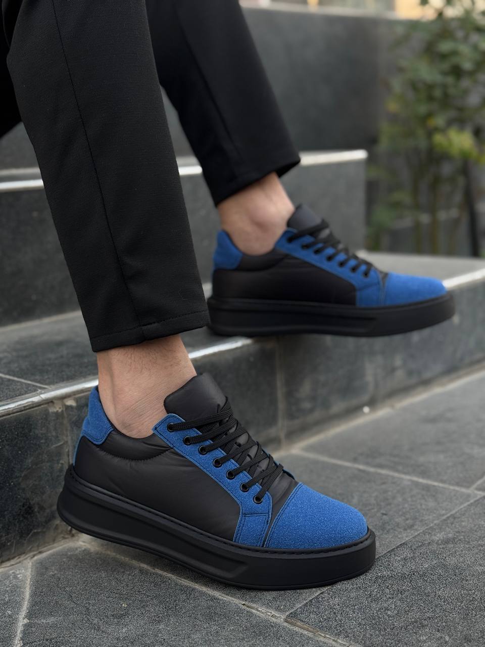 Black Blue High Sole Daily Sneakers