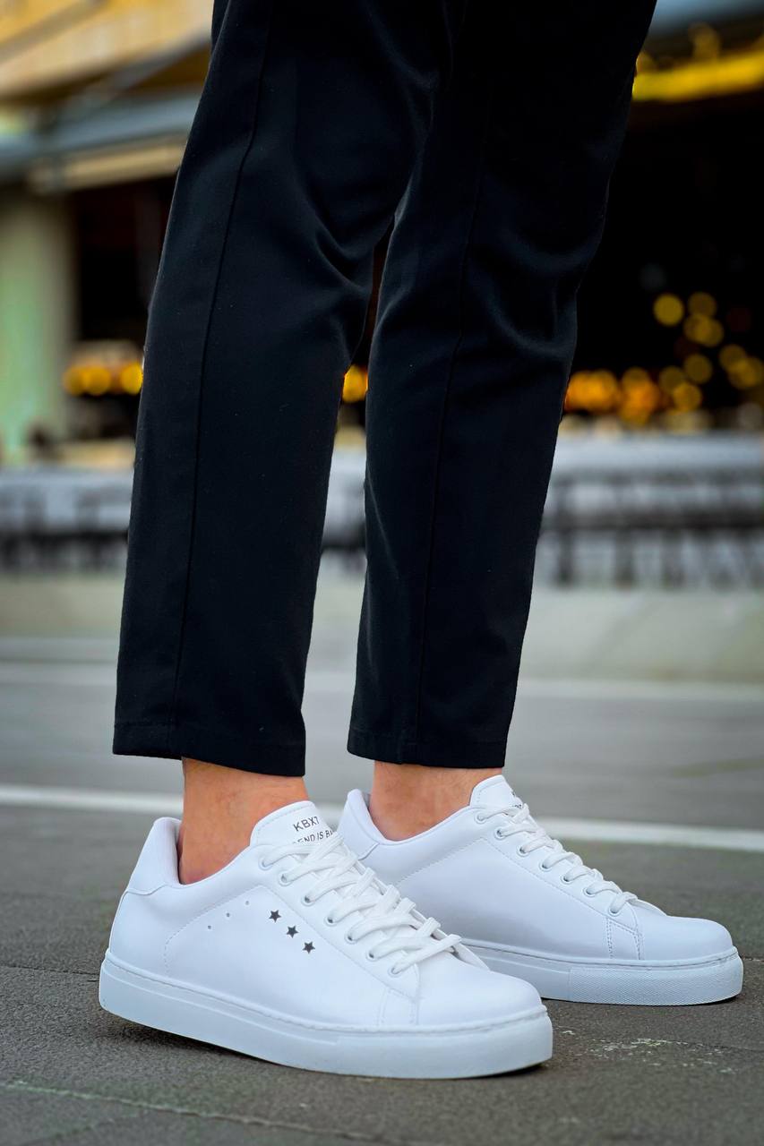 White High-Top Lace-Up Men's Casual Shoes 