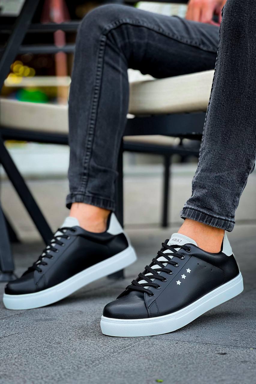 Black Gray High Top Lace-Up Men's Casual Shoes