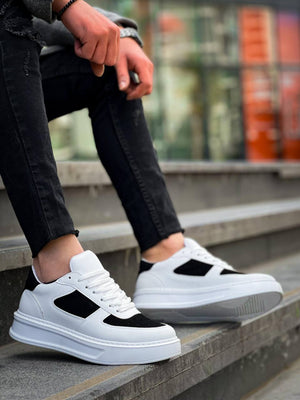 KB-X8 White Black Leather High Top Sneakers