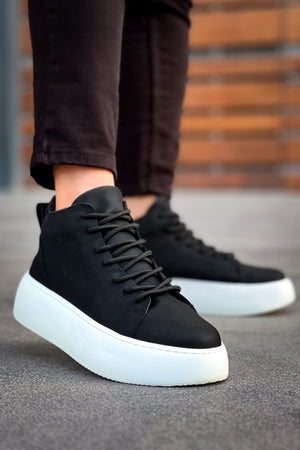 High Top Black Sports Boots with Laces For Men