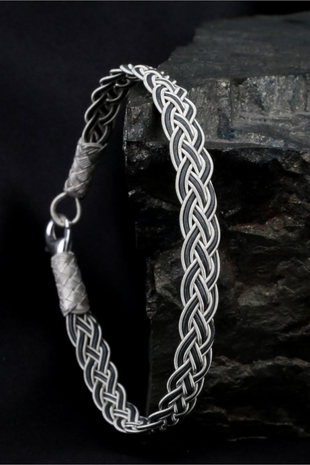 سوار كروشيه فضة ترابزون، مجوهرات يدوية بلونين