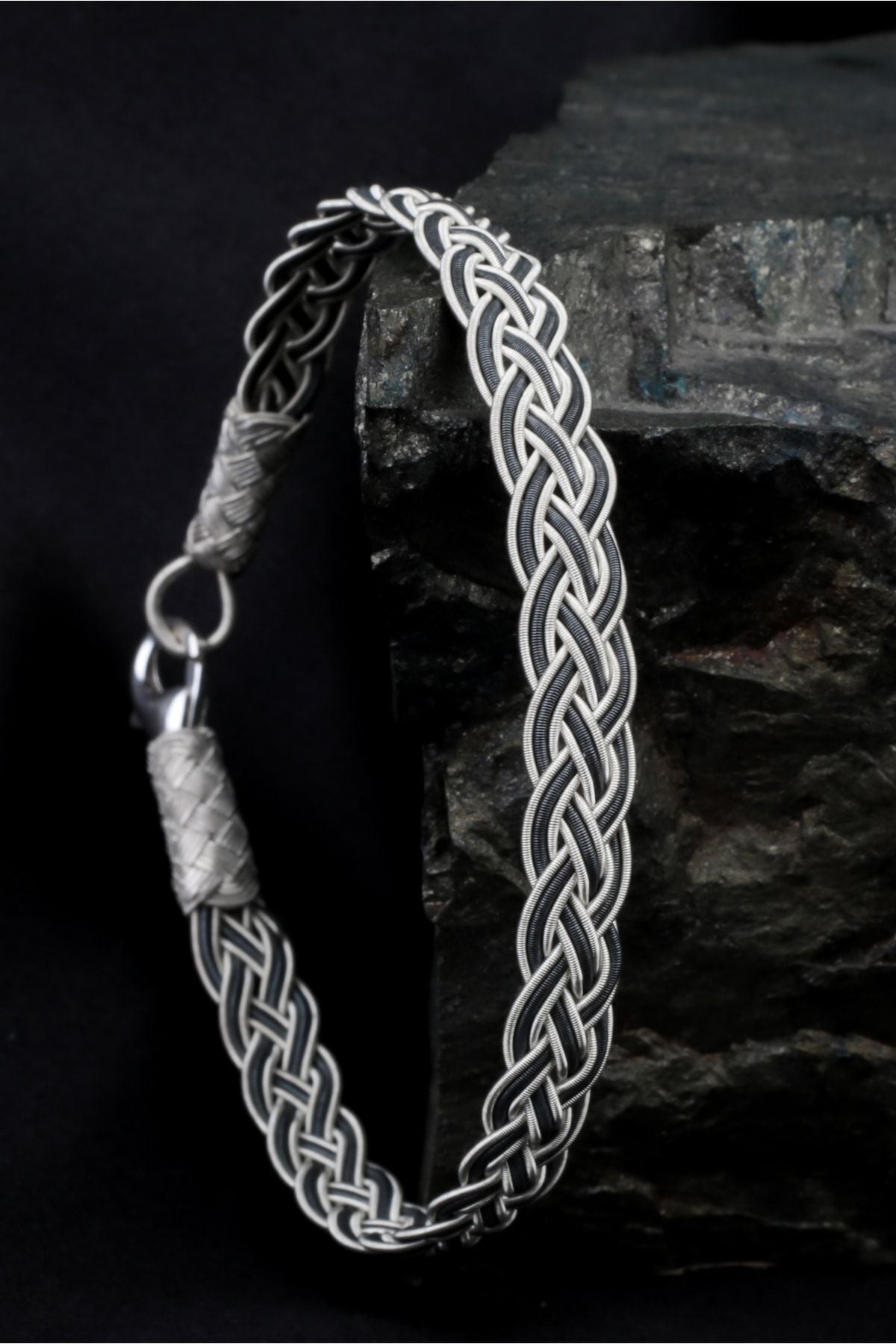 سوار كروشيه فضة ترابزون، مجوهرات يدوية بلونين