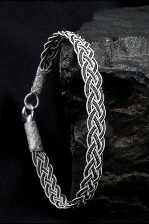 سوار كروشيه فضة ترابزون، مجوهرات يدوية بلونين