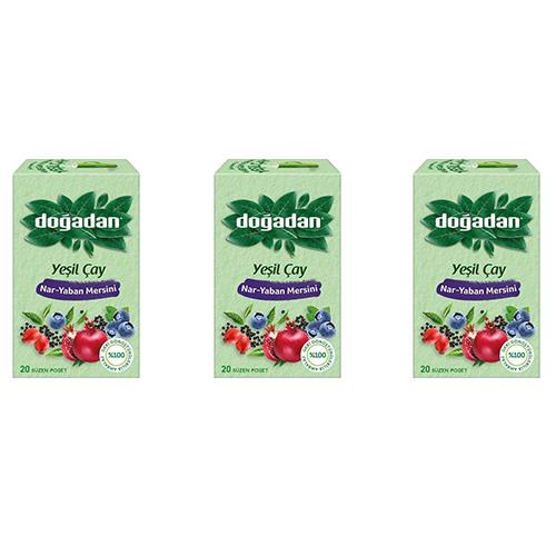 شاي أخضر بالرمان والتوت البري من دودان - 3 عبوات