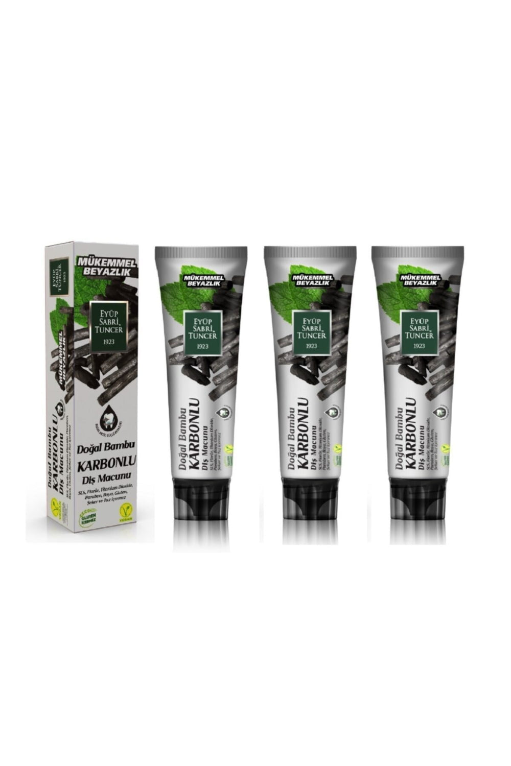 Natural Bamboo Charcoal Whitening Toothpaste - 3 Pack