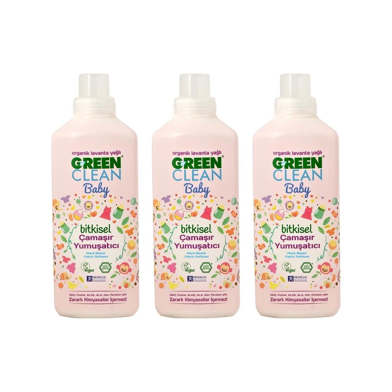 Yo Green Kids Fabric Softener - Gentle on Skin - 1L × 3