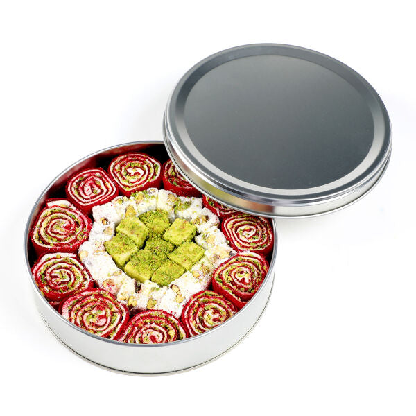 Sultan's Double Roasted Lokum Round Metal Box 450g