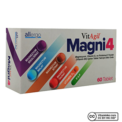 VitAgil Magni4 مغنيسيوم مع فيتامين د3 ب5ب 60 قرصًا