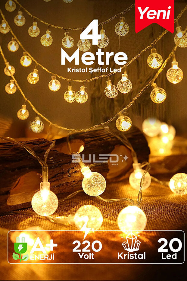 20 Crystal LED 220V 4 Meter Decorative Lighting LED Light - Daylight Indoor/Outdoor Decoration