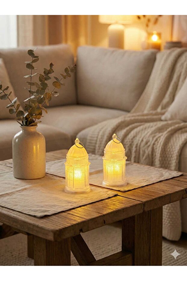 Decorative LED Lantern Candle Holder 2-Piece Set - Ramadan, New Year, and Home