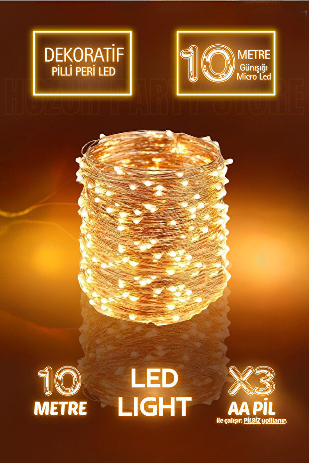 10 Meter Daylight Ramadan Eid Light - Religious Decor Fairy LED Light Yellow Battery Operated 3-Function